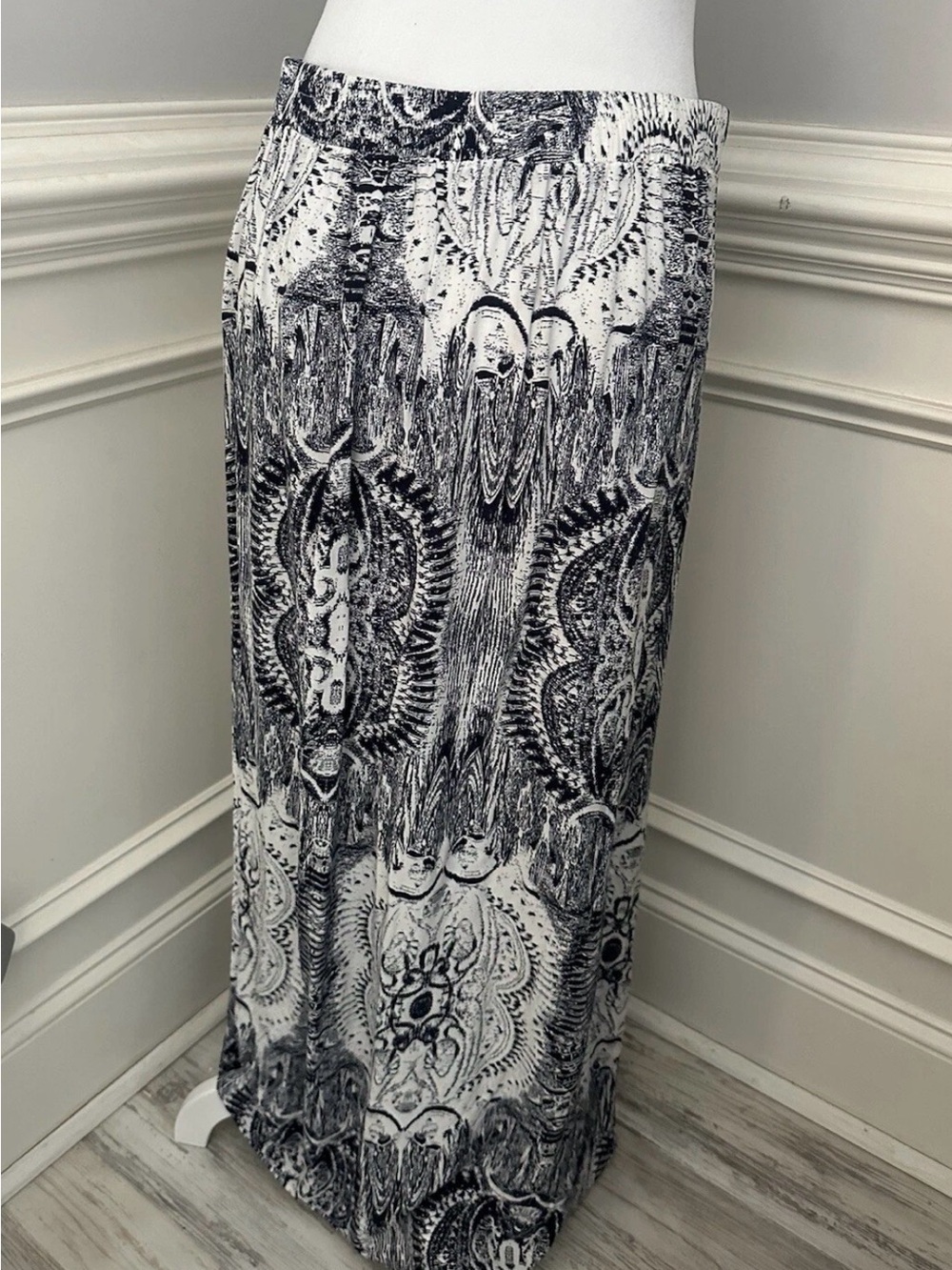 Navy Maxi Skirt Side Slit Medium Unbranded